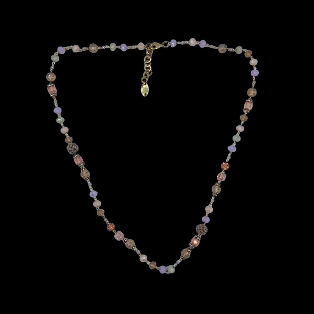 Rush By Denis & Charles Pink Crystal Beaded Necklace 40" Jewelry Vintage - Picture 4 of 8